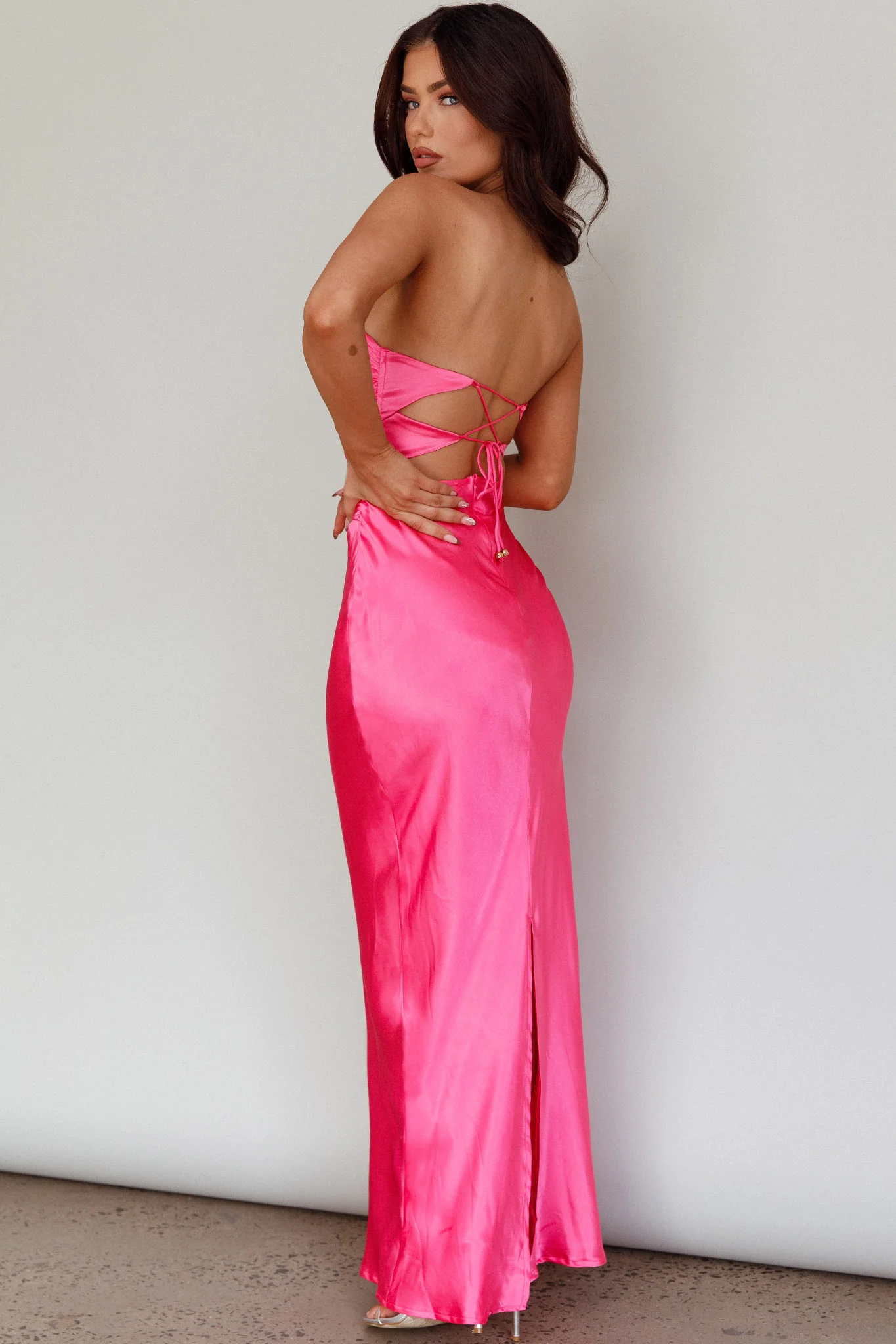 Good Impression Double Twist Midi Dress Hot Pink - Image 9