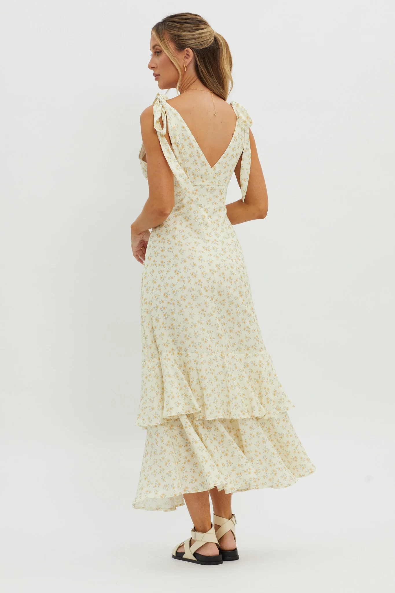 Manhattan Summer Tied Shoulder Maxi Dress Yellow - Image 7